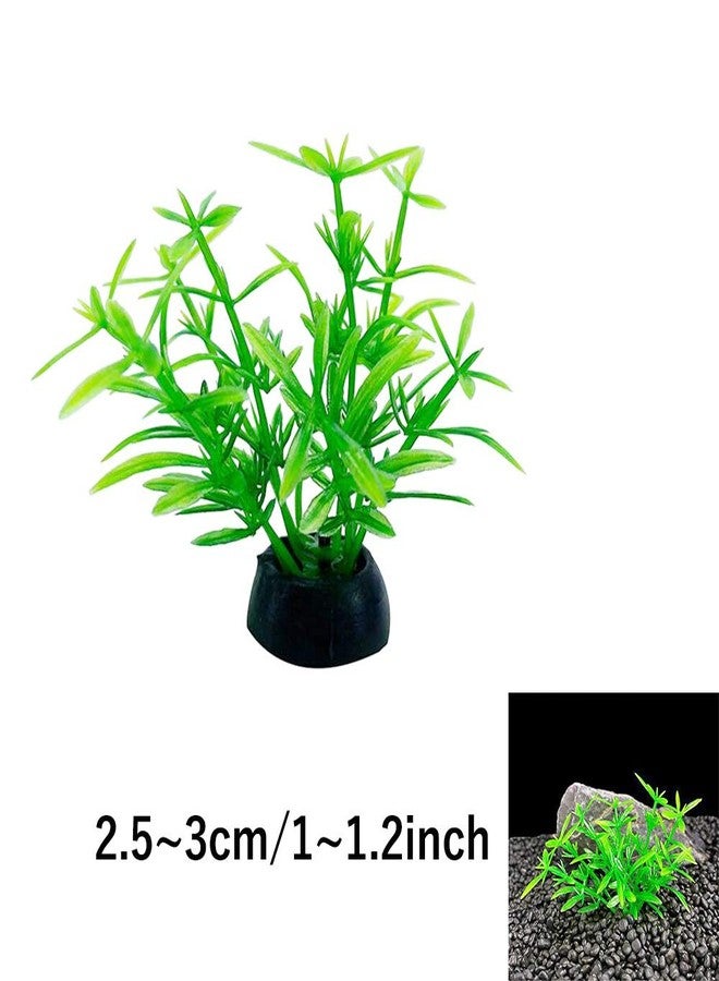 Smoothedo-Pets Aquarium Plant Fish Tank Decoration 20 Pieces Small/1" Tall Plastic Artificial Plant Goldfish Hidden Mini Grass Set (Green-A) - Image 2